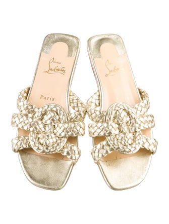 Christian Louboutin Leather Braided Accents Slides