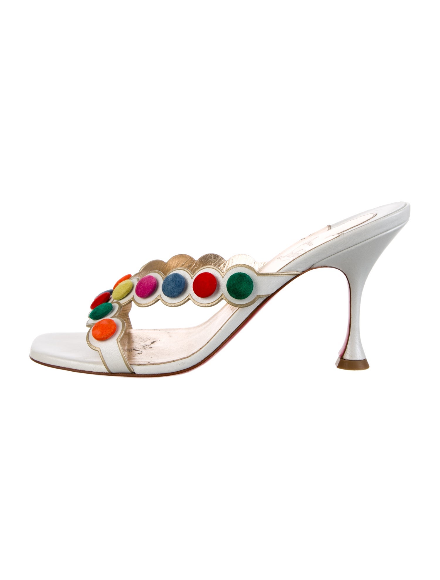 Christian Louboutin Leather Scalloped Accent Slides