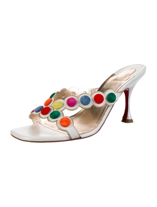 Christian Louboutin Leather Scalloped Accent Slides