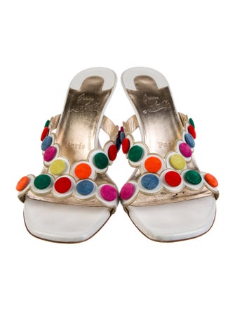 Christian Louboutin Leather Scalloped Accent Slides