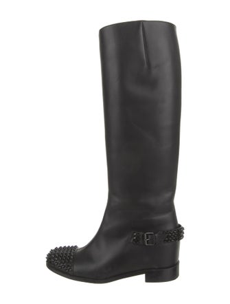 Christian Louboutin Spike Accents Leather Riding Boots