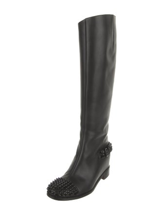 Christian Louboutin Spike Accents Leather Riding Boots