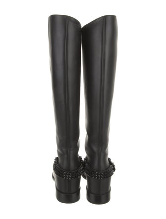 Christian Louboutin Spike Accents Leather Riding Boots