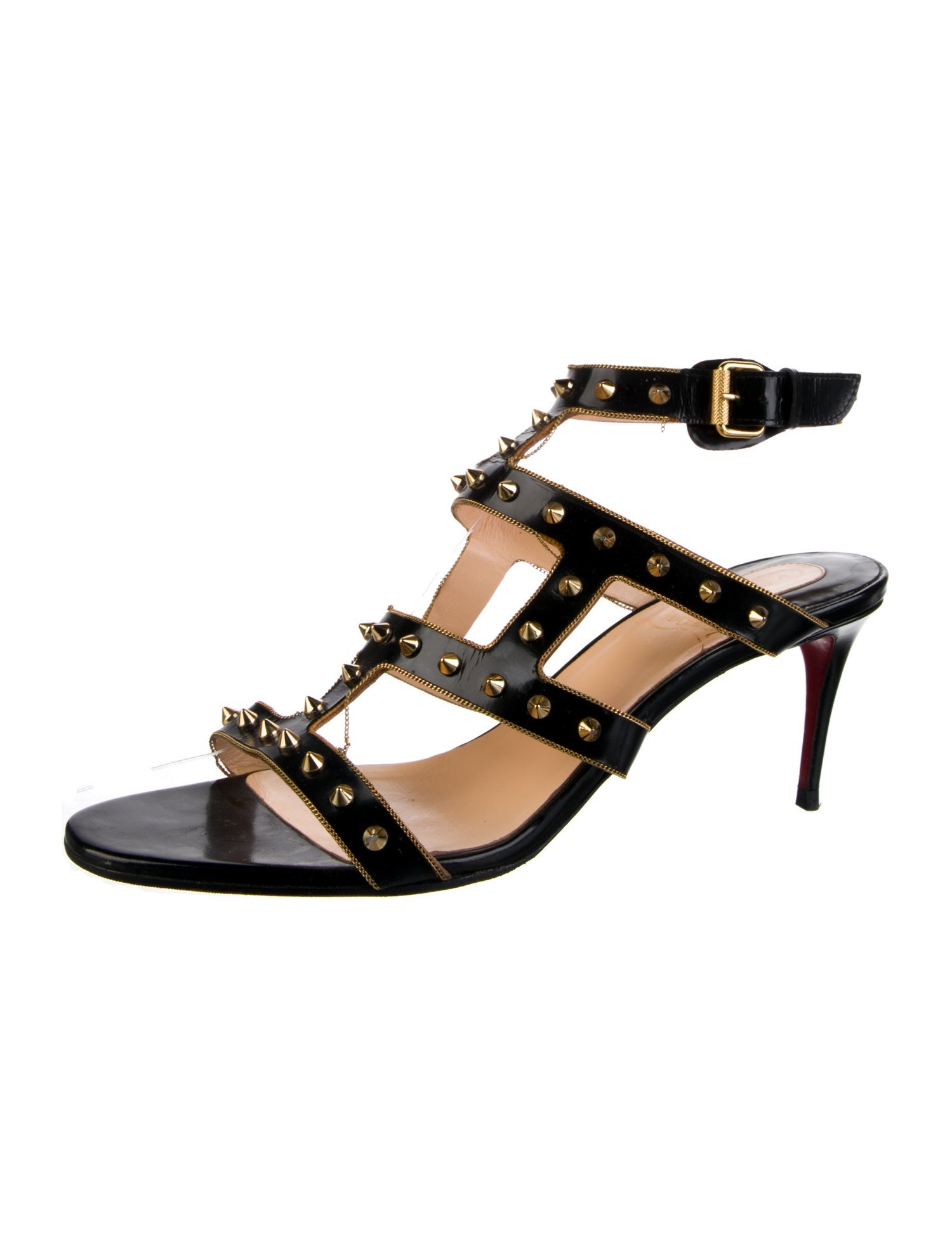 Christian Louboutin Spike Accents Leather Gladiator Sandals