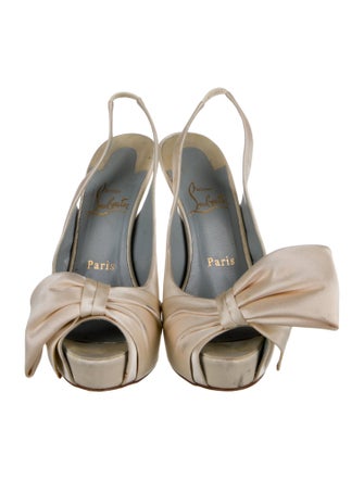 Christian Louboutin Satin Bow Accents Slingback Pumps