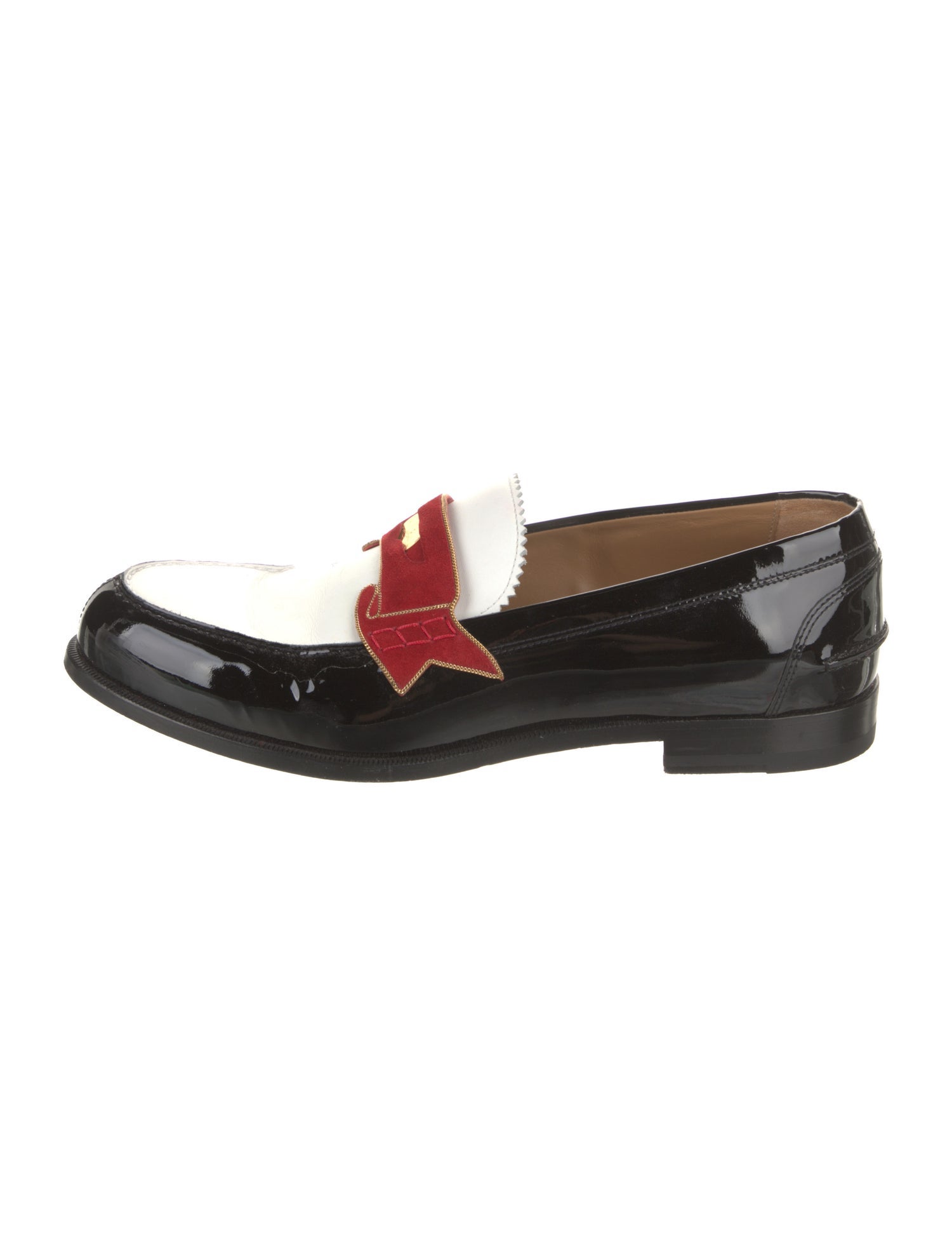 Christian Louboutin Patent Leather Colorblock Pattern Dress Loafers