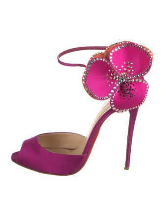 Christian Louboutin Satin Crystal Embellishments D'Orsay Pumps