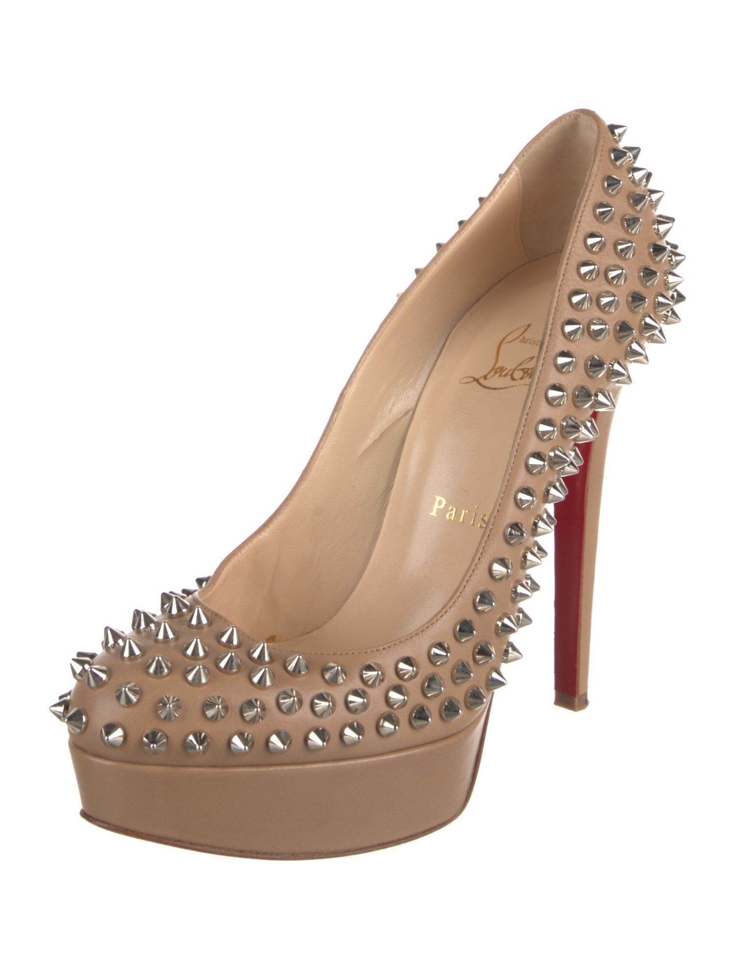 Christian Louboutin Spike Accents Leather Pumps