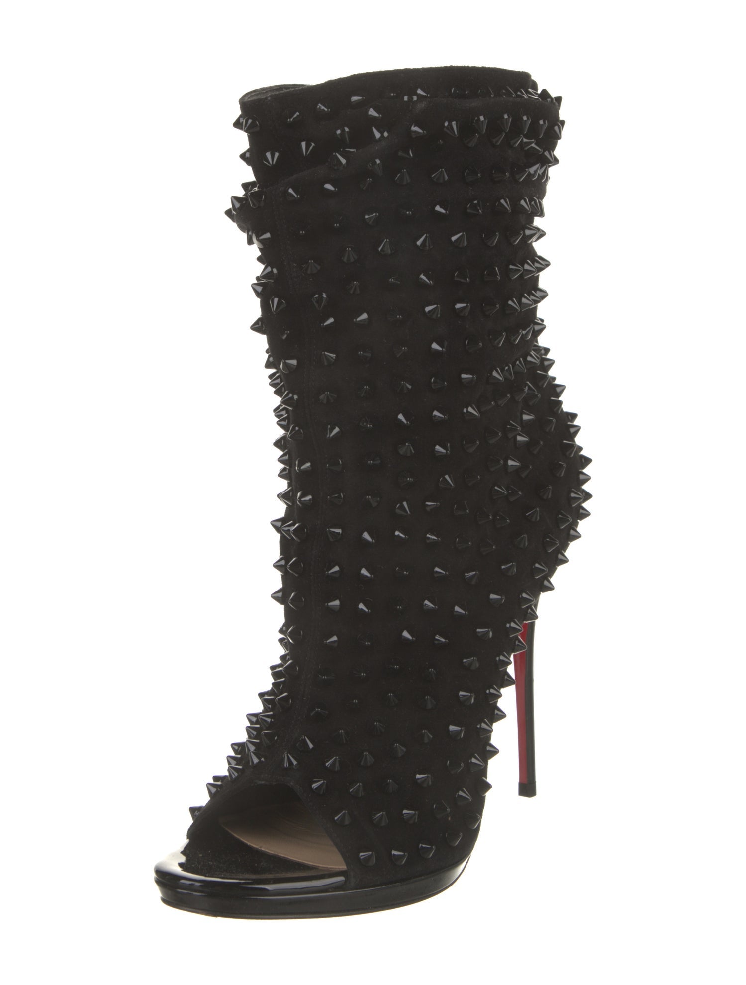 Christian Louboutin Spike Accents Suede Lace-Up Boots