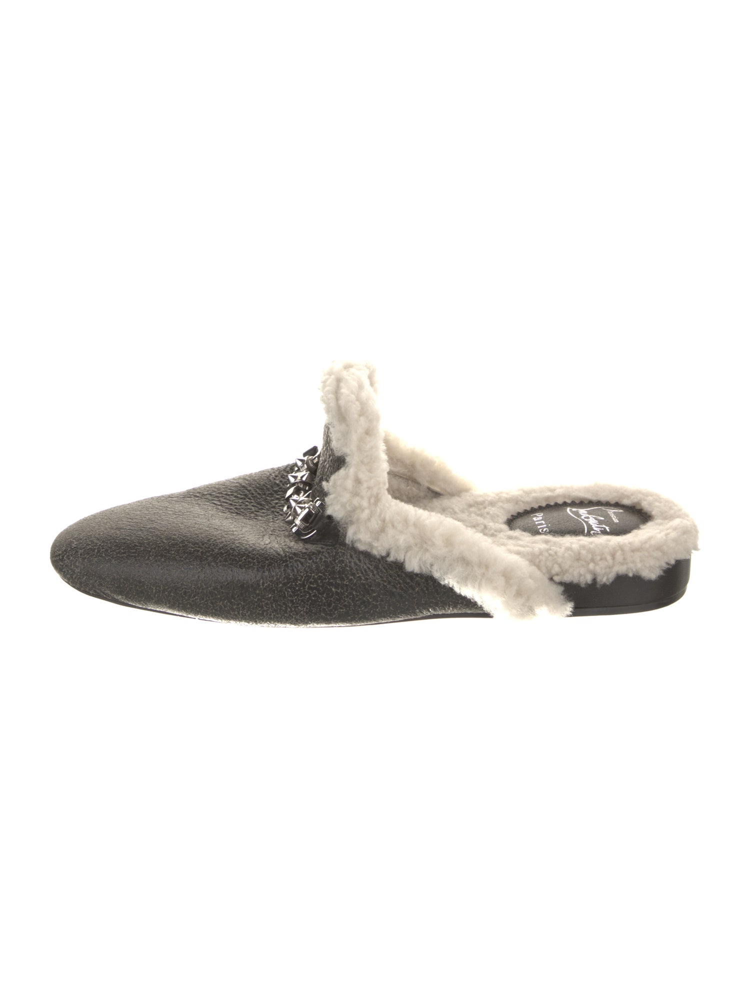 Christian Louboutin Spike Accents Leather Slippers