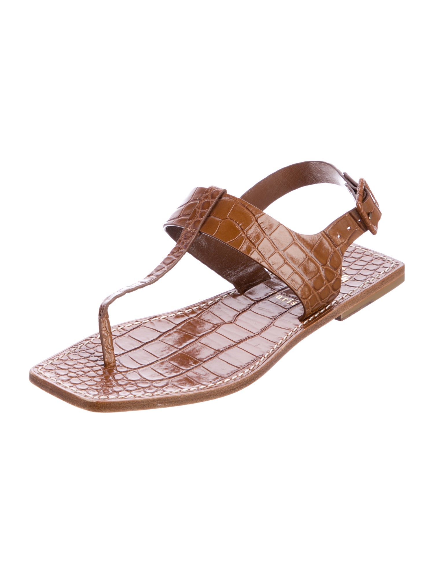 Christian Louboutin Embossed Leather T-Strap Sandals