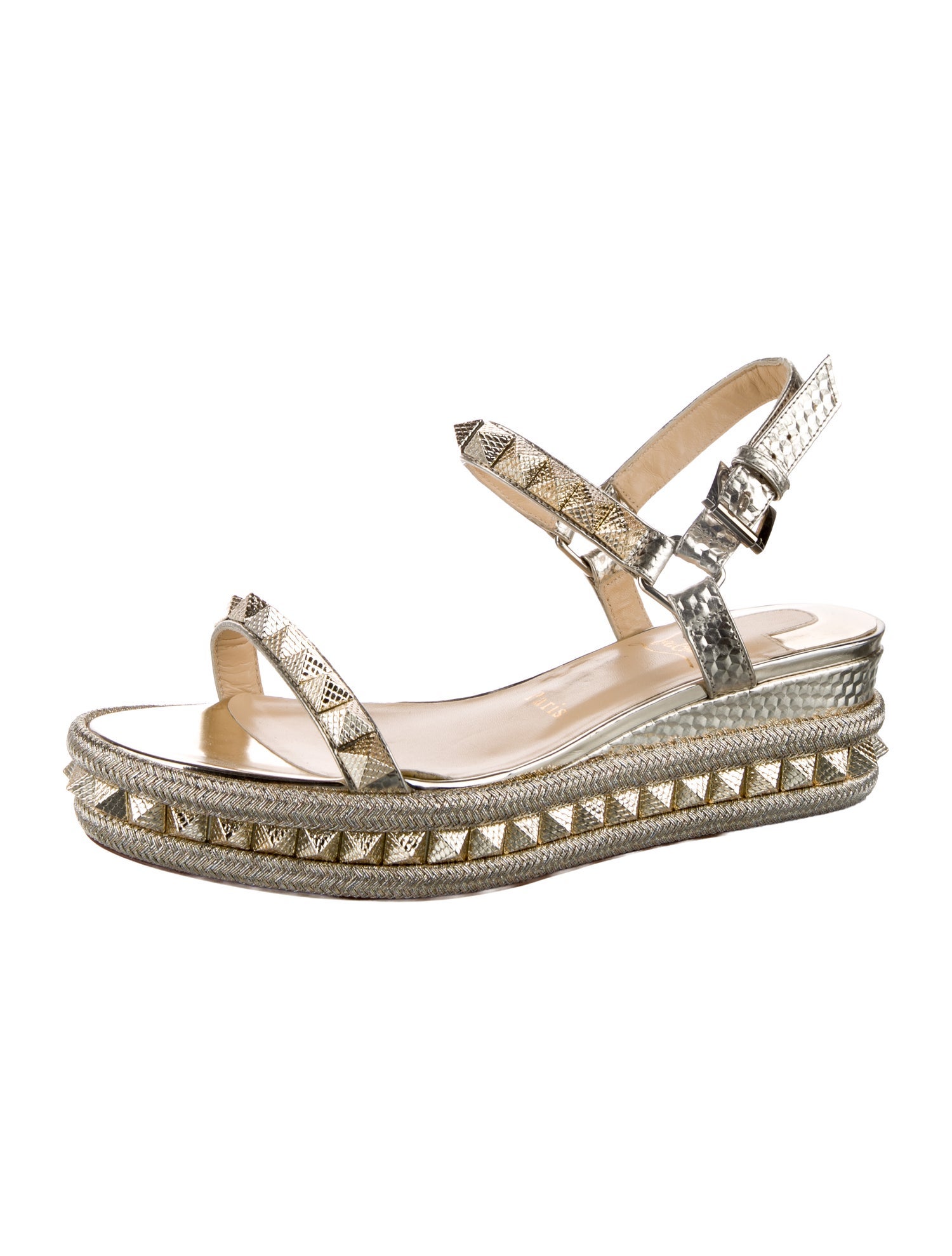 Christian Louboutin Spike Accents Leather Espadrilles