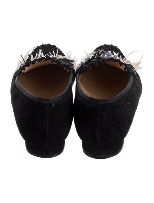 Christian Louboutin Suede Feather Trim Ballet Flats