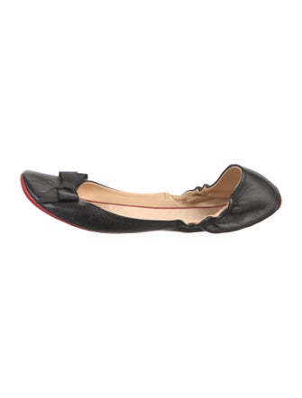 Christian Louboutin Leather Bow Accents Ballet Flats