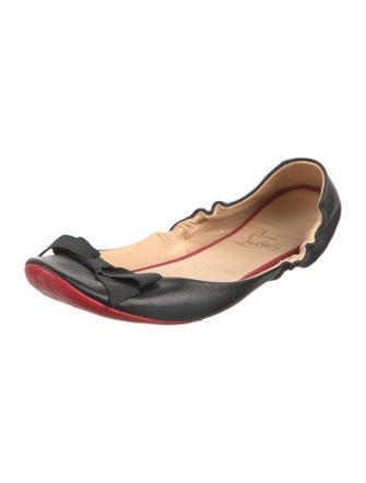 Christian Louboutin Leather Bow Accents Ballet Flats