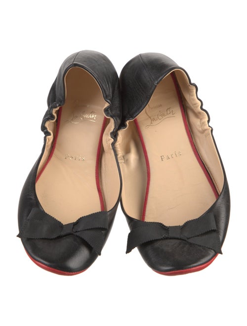 Christian Louboutin Leather Bow Accents Ballet Flats