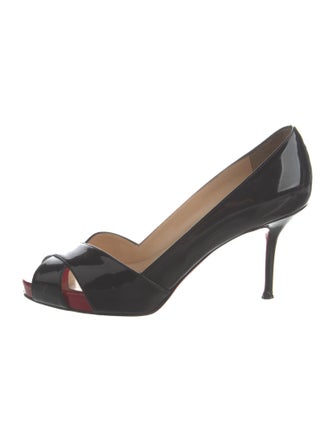 Christian Louboutin Patent Leather Cutout Accent Pumps
