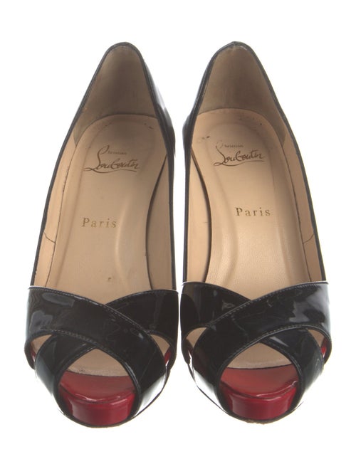 Christian Louboutin Patent Leather Cutout Accent Pumps