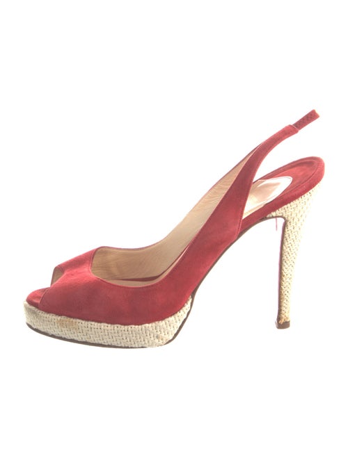 Christian Louboutin Suede Colorblock Pattern Slingback Pumps