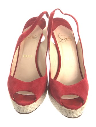 Christian Louboutin Suede Colorblock Pattern Slingback Pumps