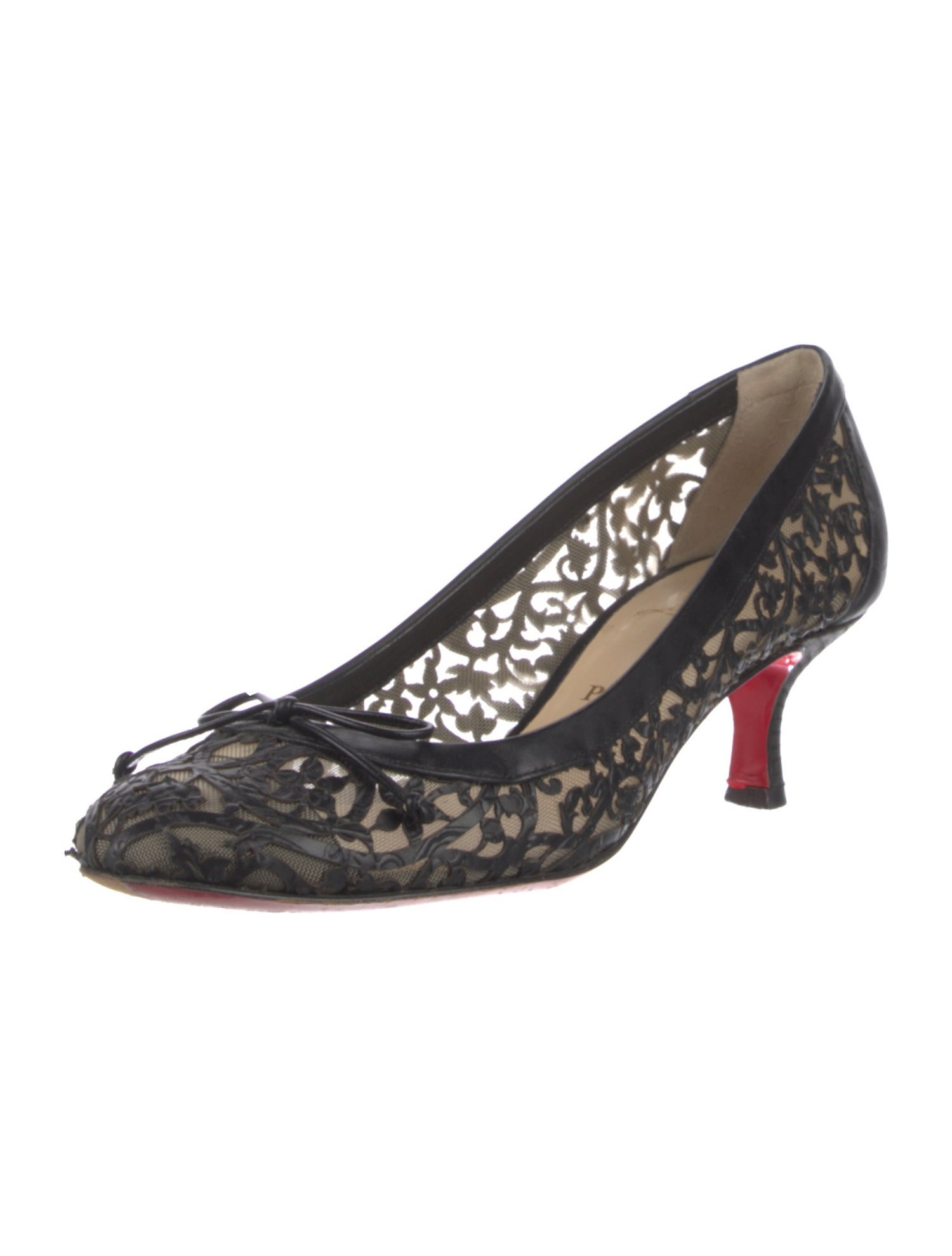 Christian Louboutin Leather Lace Pattern Pumps
