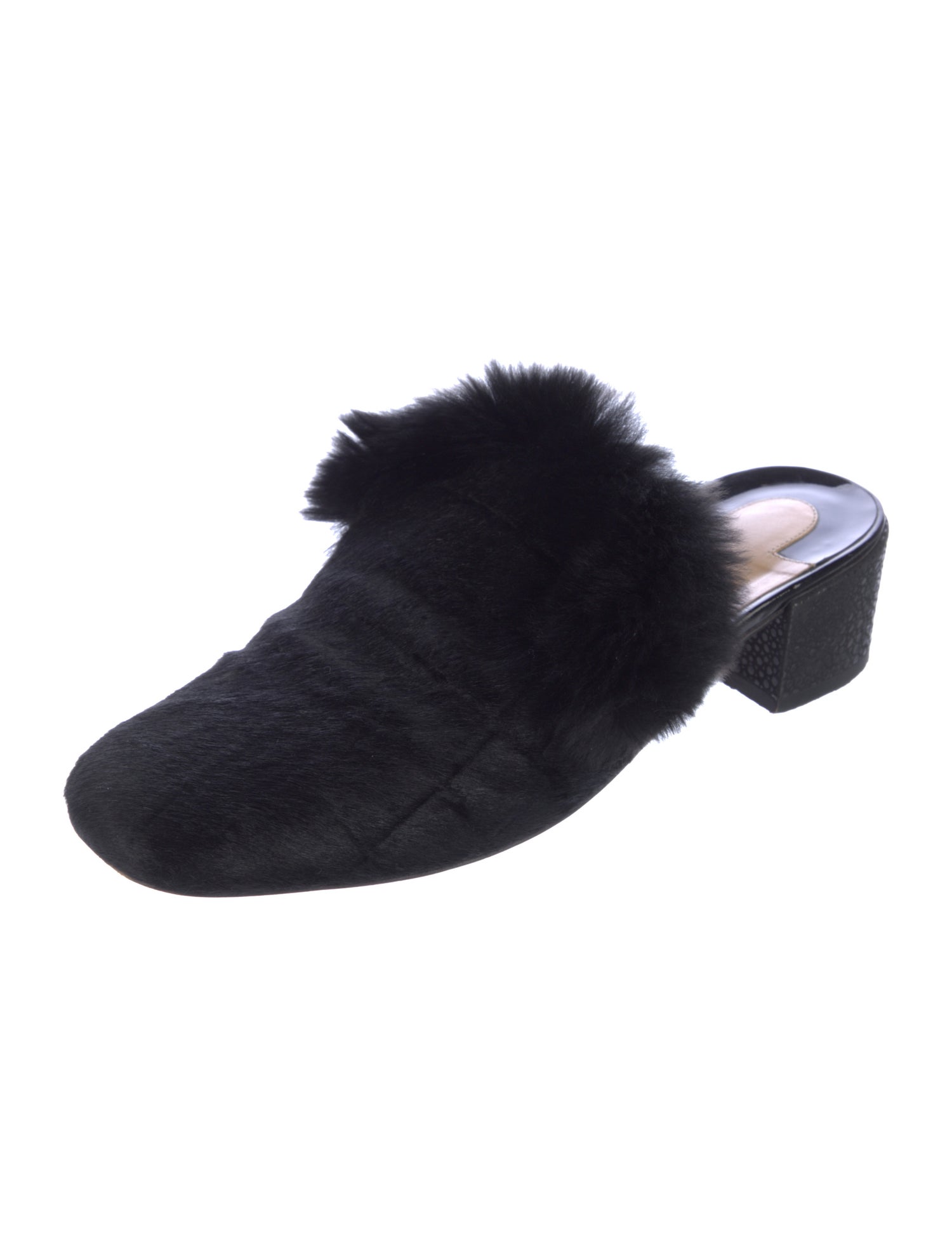 Christian Louboutin Ponyhair Fur Trim Mules
