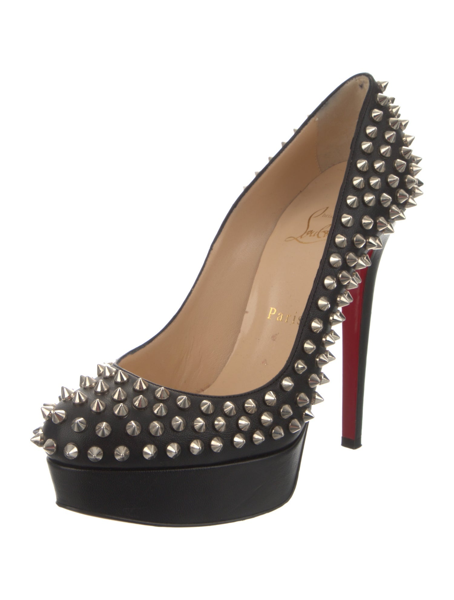 Christian Louboutin Spike Accents Leather Pumps