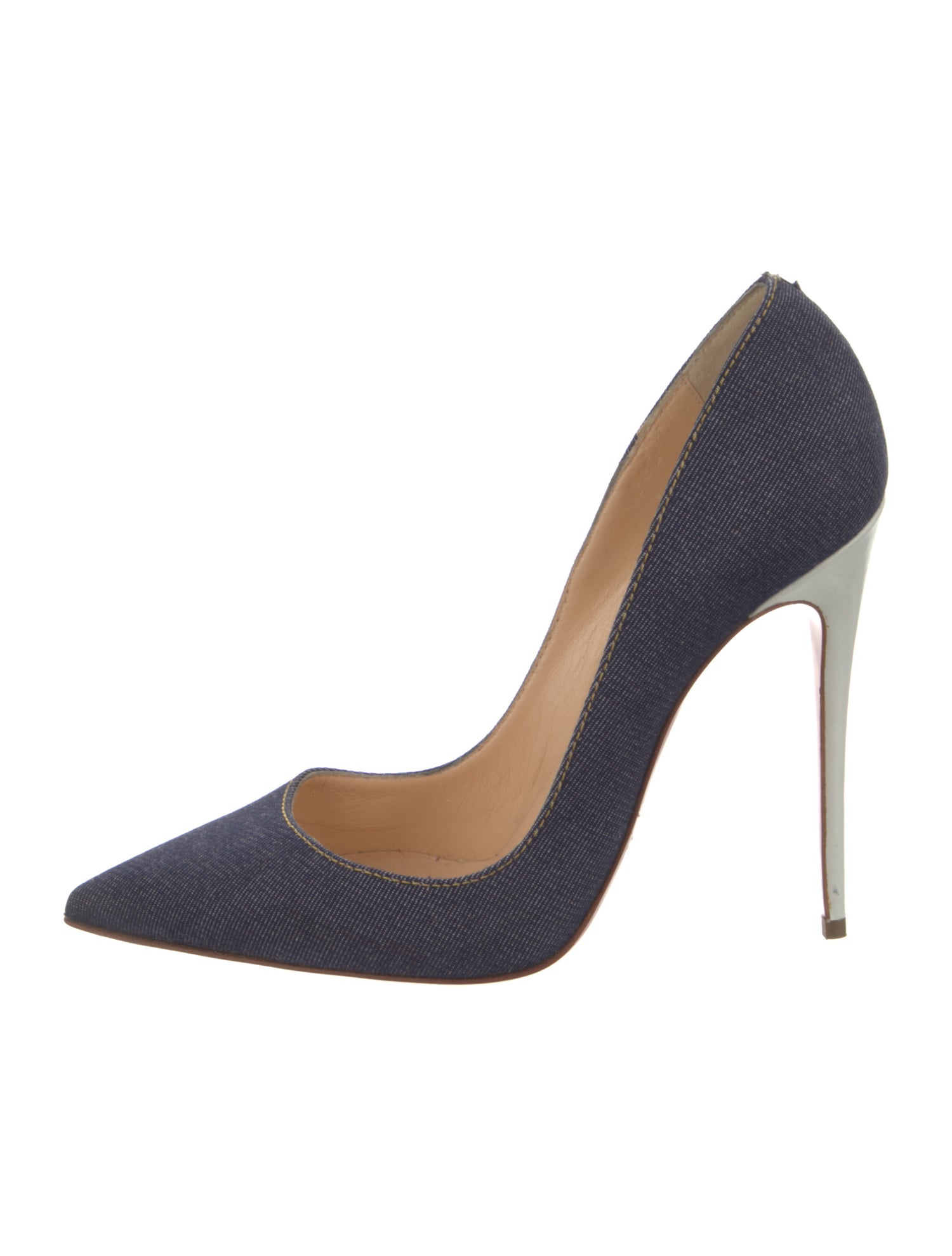 Christian Louboutin Denim Leather Trim Embellishment Pumps