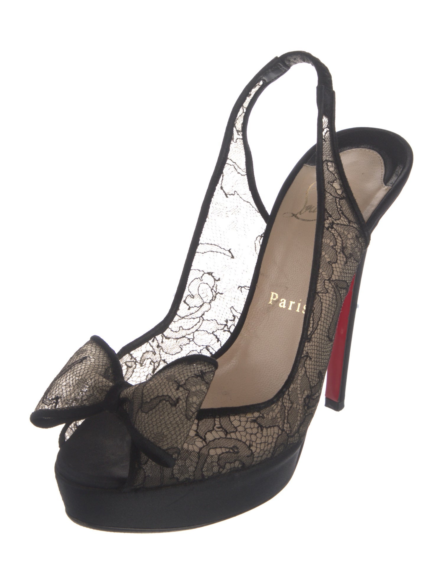 Christian Louboutin Lace Lace Pattern Slingback Sandals
