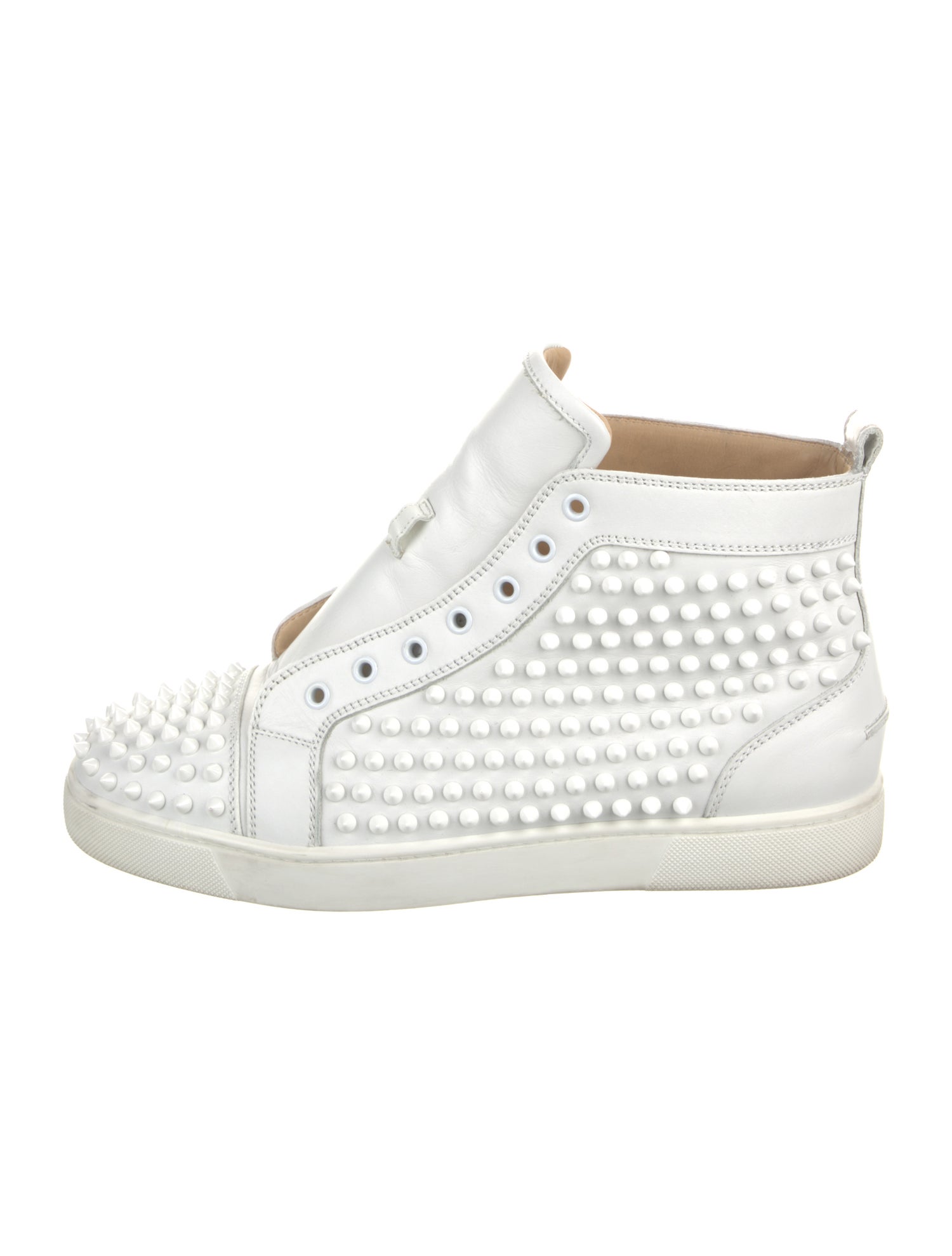 Christian Louboutin Leather Studded Accents Sneakers
