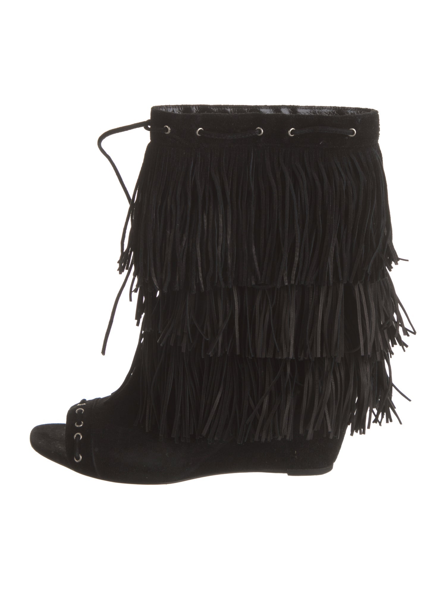 Christian Louboutin Suede Fringe Trim Accent Western Boots