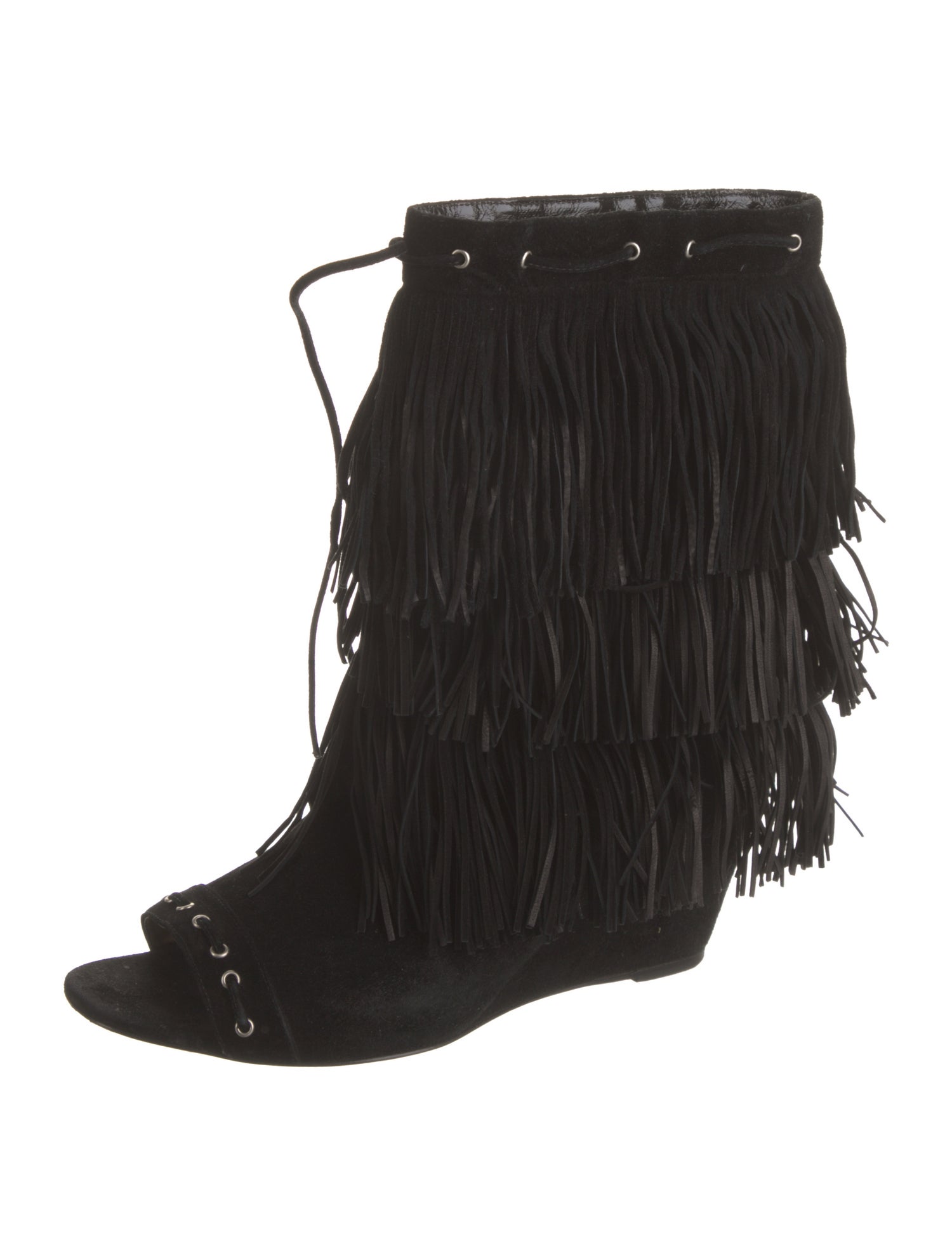 Christian Louboutin Suede Fringe Trim Accent Western Boots