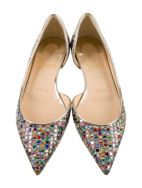 Christian Louboutin Printed Sequin Embellishments D'Orsay Flats