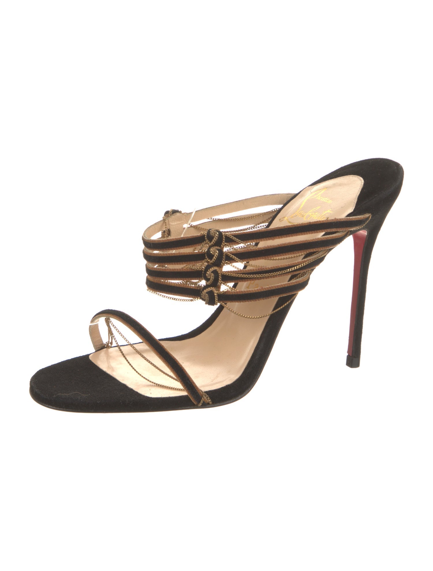 Christian Louboutin Suede Chain-Link Accents Slides