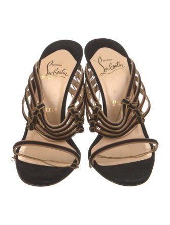 Christian Louboutin Suede Chain-Link Accents Slides