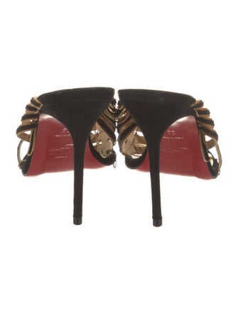 Christian Louboutin Suede Chain-Link Accents Slides