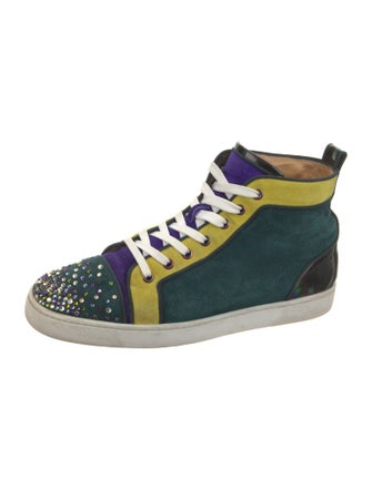 Christian Louboutin Suede Colorblock Pattern Sneakers