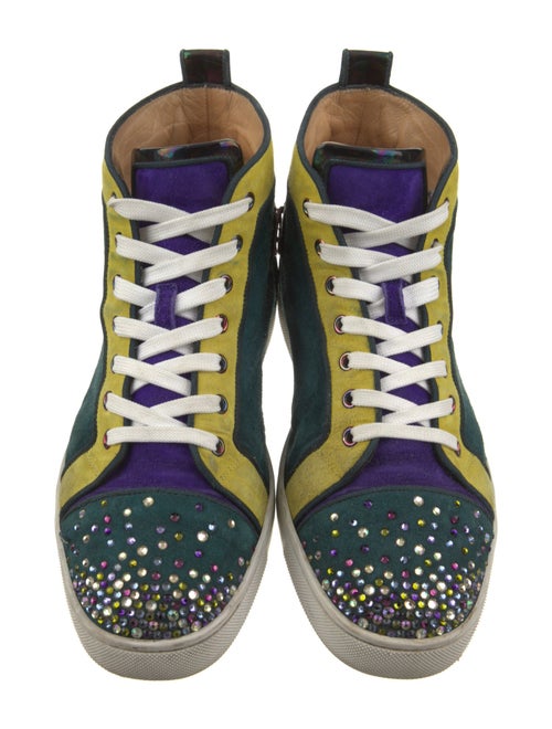 Christian Louboutin Suede Colorblock Pattern Sneakers