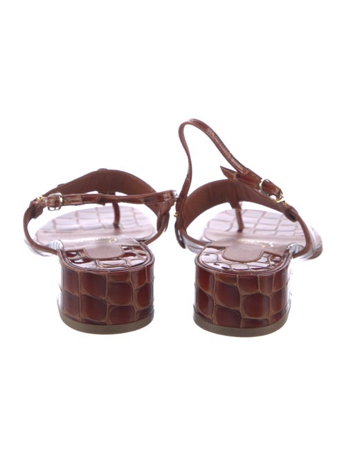 Christian Louboutin Embossed Leather Animal Print T-Strap Sandals