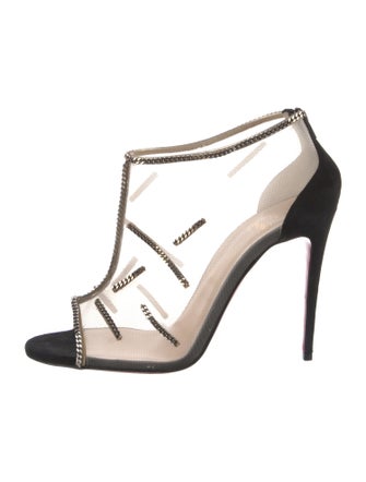Christian Louboutin Mesh Mesh Accents T-Strap Sandals
