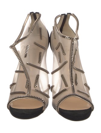 Christian Louboutin Mesh Mesh Accents T-Strap Sandals