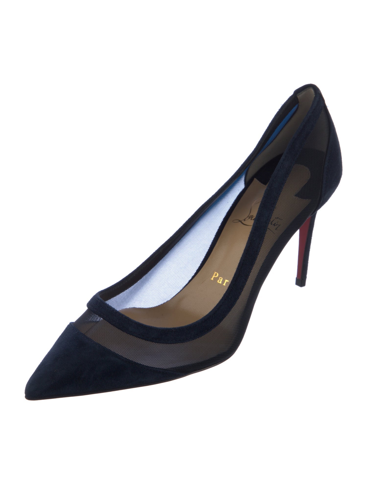 Christian Louboutin Suede Mesh Accents Pumps