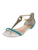Christian Louboutin Suede Colorblock Pattern T-Strap Sandals