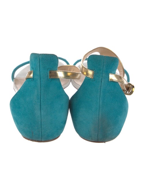 Christian Louboutin Suede Colorblock Pattern T-Strap Sandals