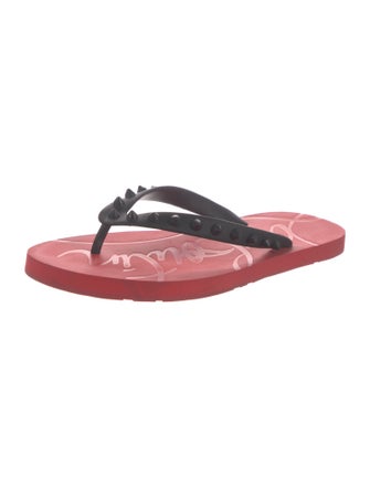 Christian Louboutin Spike Accents Rubber Flip Flops