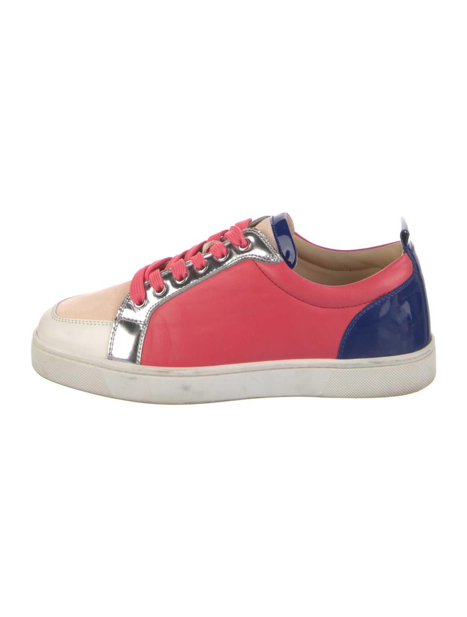 Christian Louboutin Leather Colorblock Pattern Sneakers