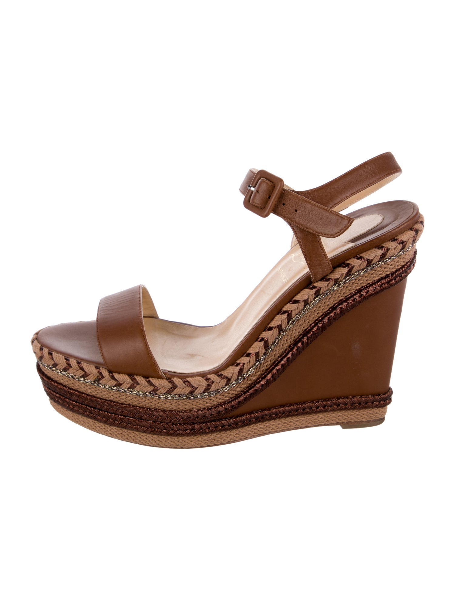 Christian Louboutin Leather Glitter Accents Espadrilles