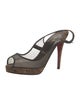 Christian Louboutin Mesh Leather Trim Embellishment Slingback Pumps