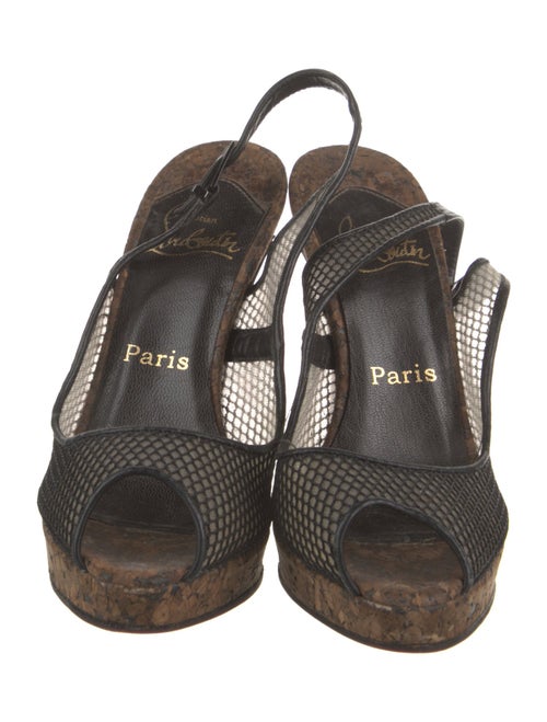 Christian Louboutin Mesh Leather Trim Embellishment Slingback Pumps