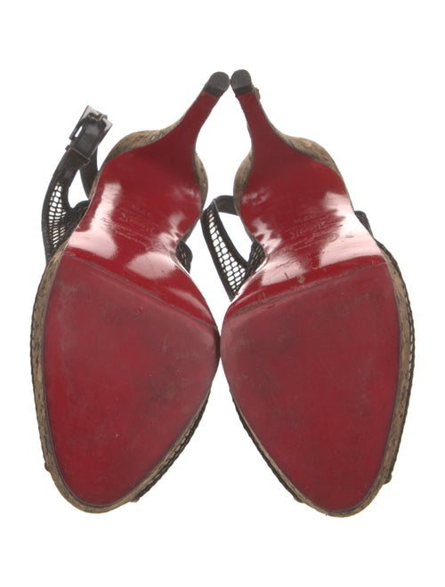 Christian Louboutin Mesh Leather Trim Embellishment Slingback Pumps